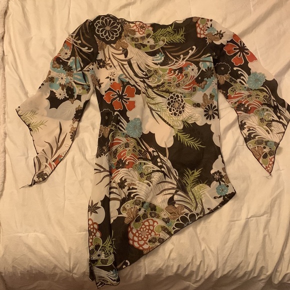 floral, paisley, semi see through beach coverup, size large - Picture 2 of 2